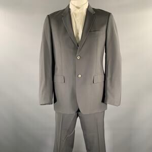 JIL SANDER Chest Size 42 Black Heather Wool Button Fly 38 34 Suit